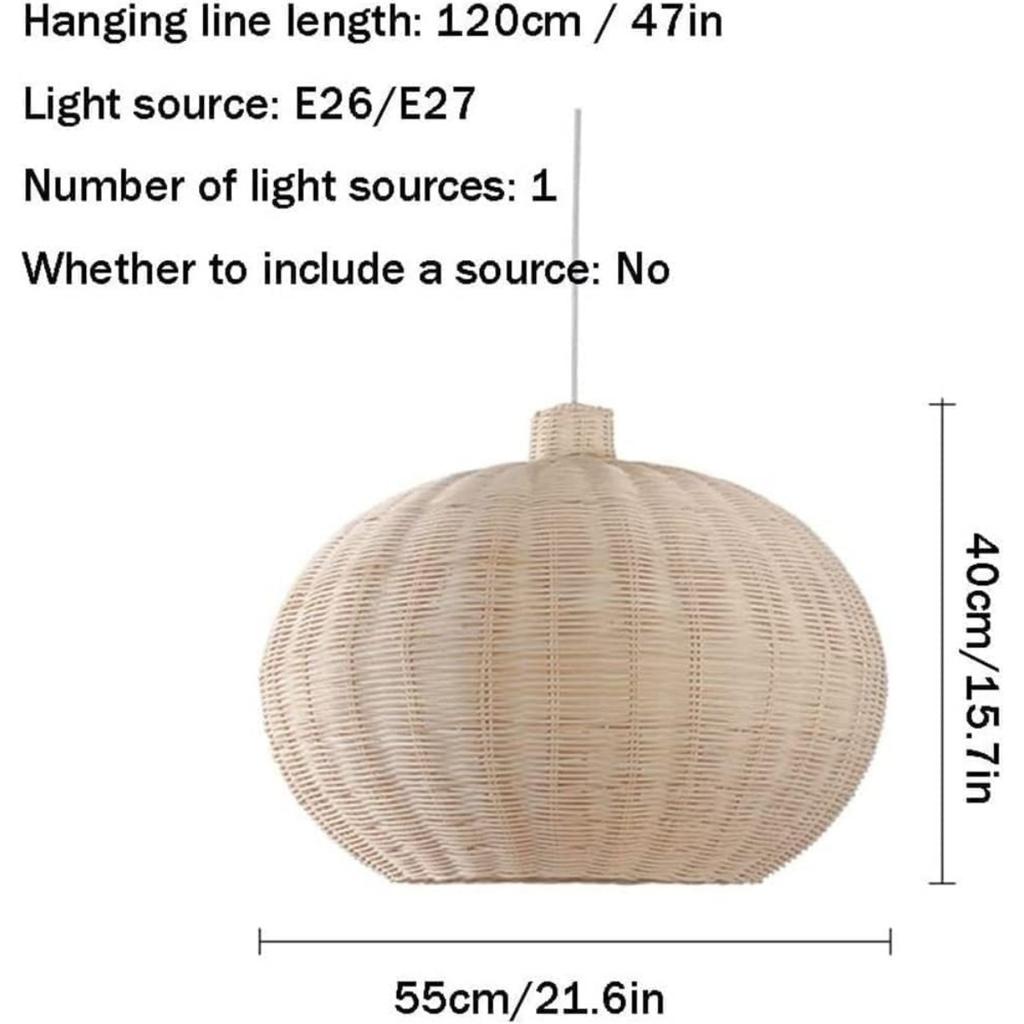 JOYINLED Modern Rattan Chandelier, Southeast Asian Style Hand Woven Bamboo Pendant Light Kitchen Island Dining Room Living Room
