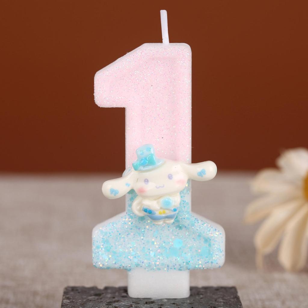 Handmade Big-Eared Rabbit Cake Topper: Sequin Number Birthday Party Candle