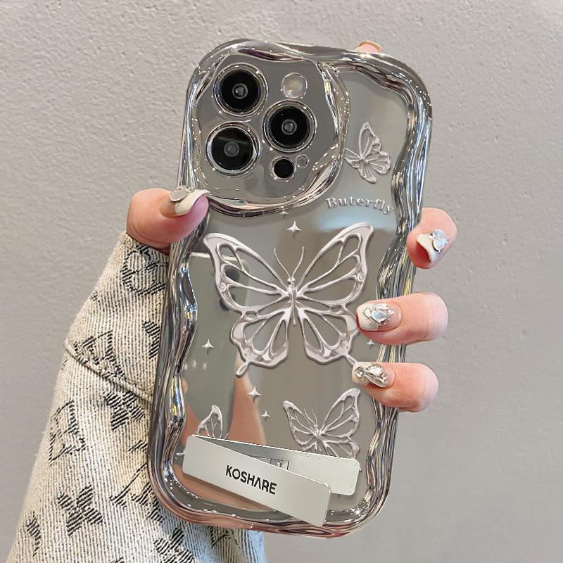 Applicable To Apple 15promax Mobile Phone Case Iphone14 Line Bow Bracket 13/12 Silver Plated 11 Women
