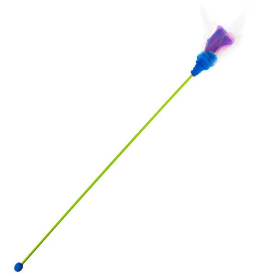Cat Wand Creative Shape Stress-relieving Plastic Feather Style Cat Teaser Stick Pet Interactive Toy for Home