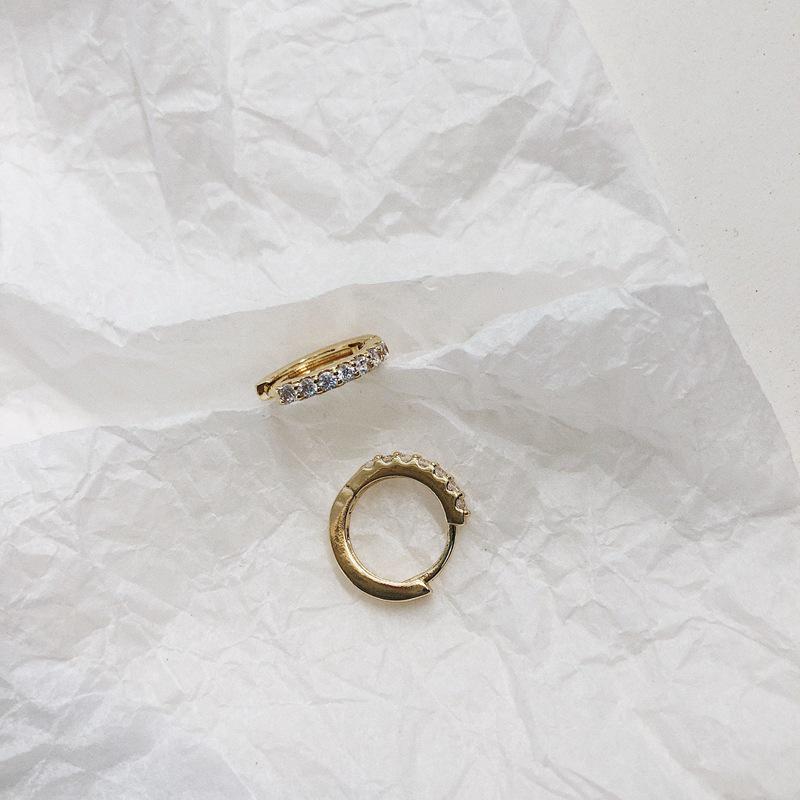 Minimalist Circle Small Hoops Earrings Skinny Zircon Earbob Earrings for Women