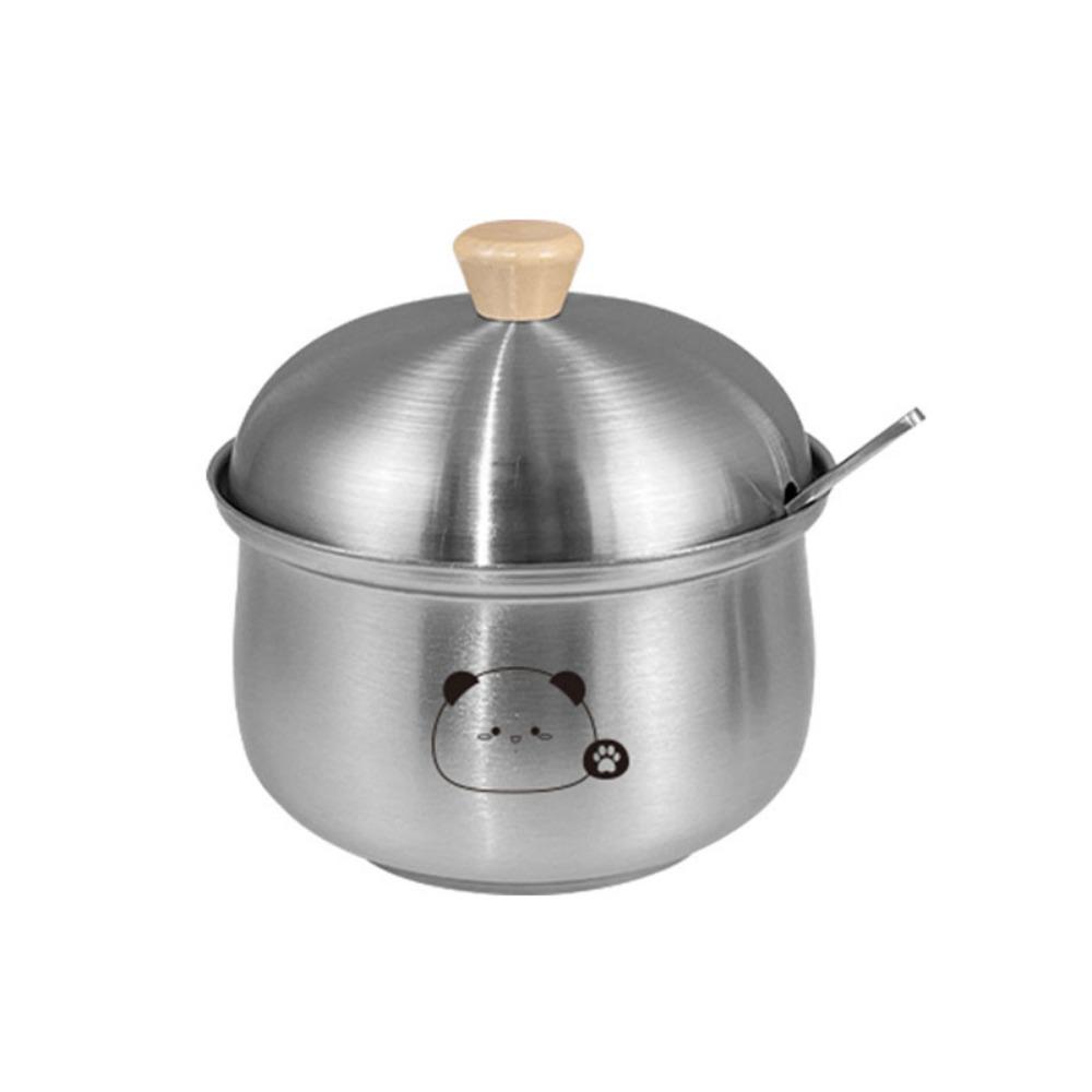 Silver Stainless Steel Sugar Bowl Large Capacity Seasoning Jar Durable Salt Organizer  for Kitchen