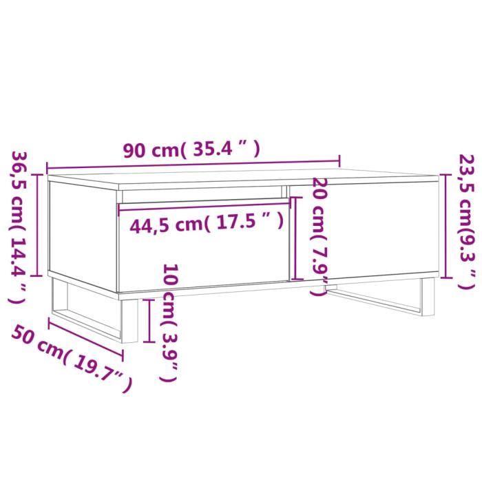 VidaXL Coffee Table Smoked Oak 90x50x36.5 Cm Engineered Wood 830817
