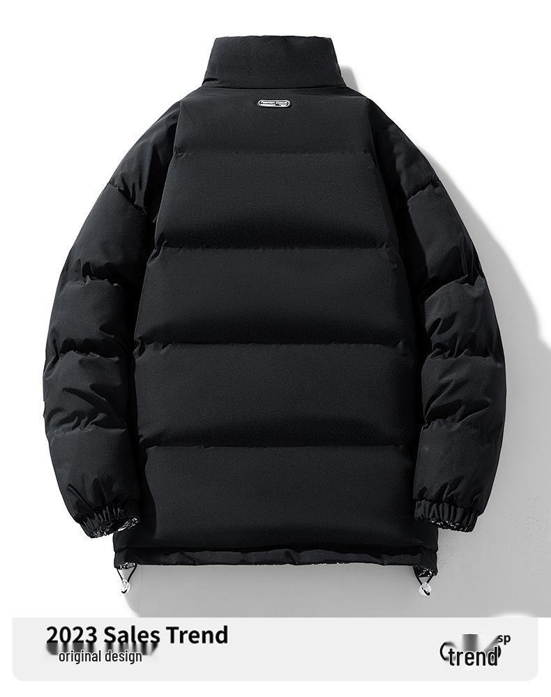 Men's Trendy Thickened Cotton Jacket - Autumn/Winter Stand-Up Collar Warm Short Coat