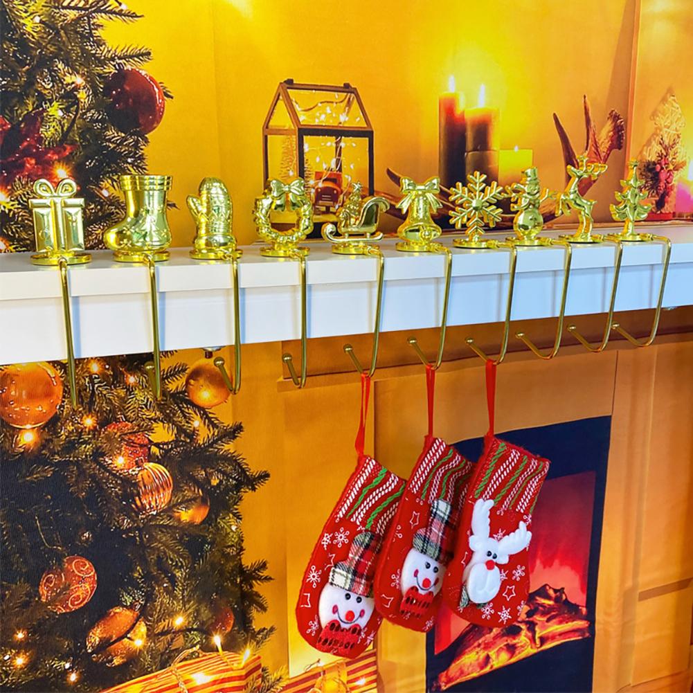 Christmas Fireplace Hooks for Hanging Stockings Metal No Glue Table Edge Hooks Decorative Quick Setup Holiday Home Decor Hooks