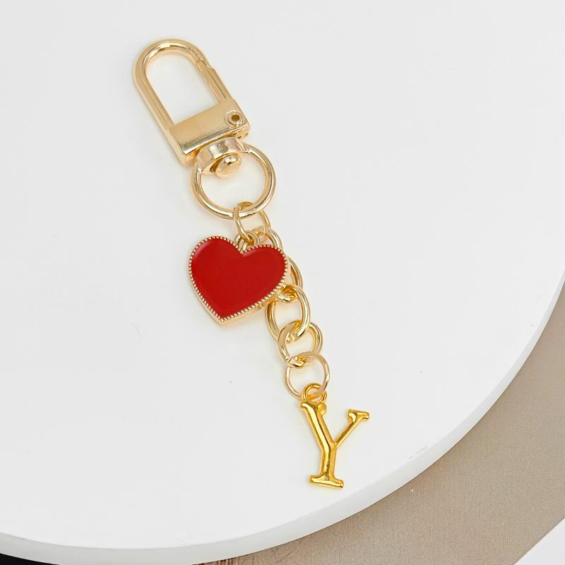 Metal Heart Letter Keychain Fashion A-Z Initial Keyring Charms Car Key Holders Bag Pendant Accessories Valentine'S Day Gift