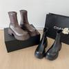 British style small man black thick-soled western cowboy boots women's 2025 new autumn retro thick heel Martin boots