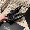Fashion Studded Buckle Strap Square Toe Mary Jane Shoes for Women 2025 Spring Shallow Cut Flat Ballet Flats  Vintage Casual Shoe