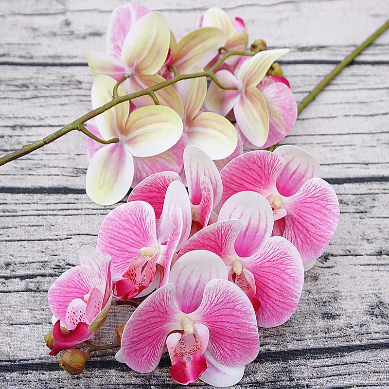 3D Small Butterfly Orchid 6 Heads/Bundle Fake Flower Home Drapery Wall Wedding Decoration Christmas Diy Artificial Phalaenopsis