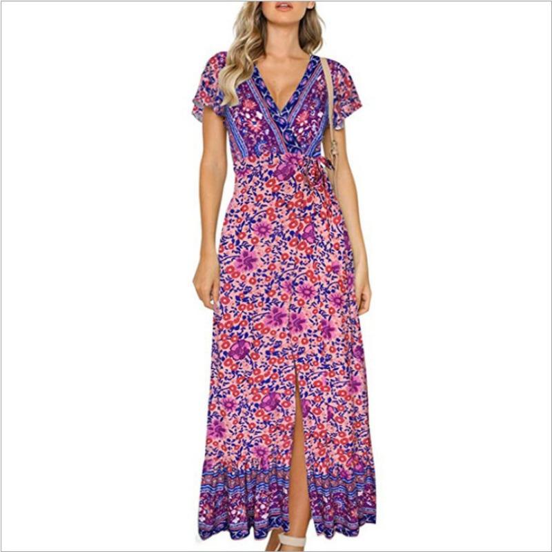 Boho potisk sexy plážové ležérní dovolenkové párty šaty potisk šaty