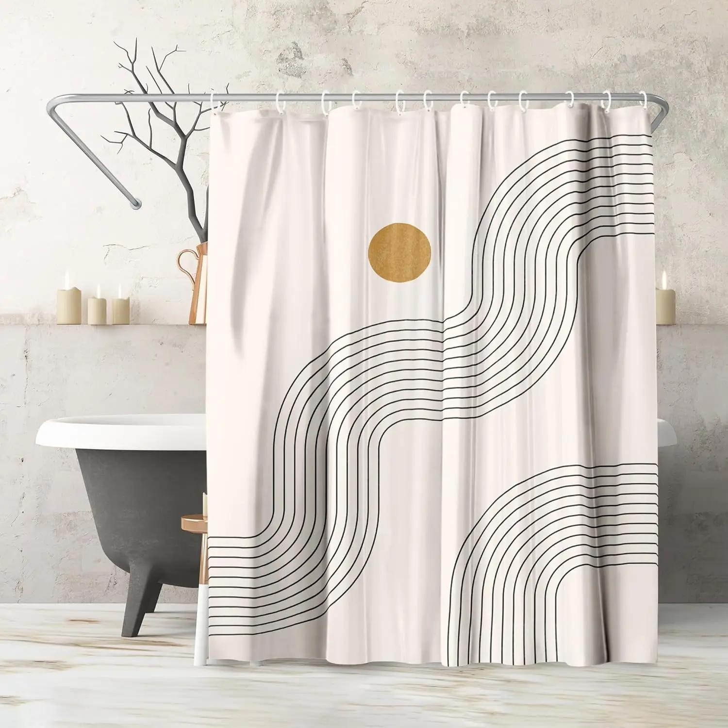 

71X74 Botanical Shower Curtain - Water-Resistant Long Shower Curtain With Durable Metal Grommets And 12 Hooks W60H190(CM)-1 Pcs