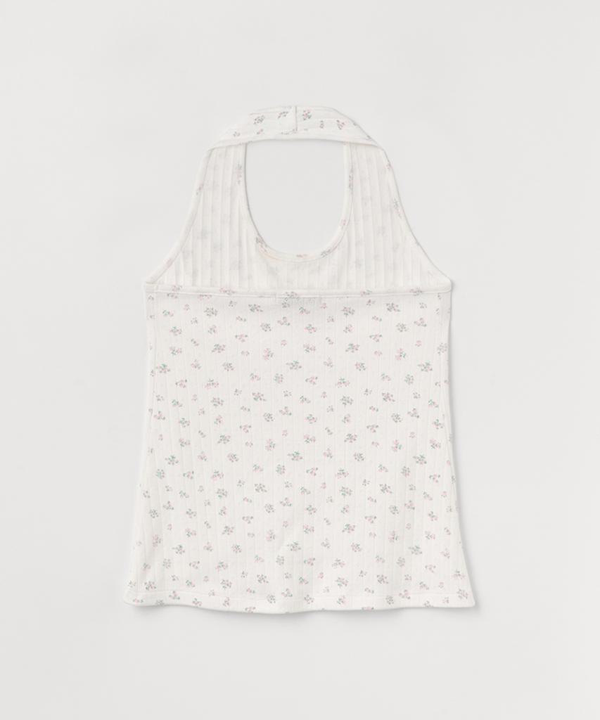 Selliteiljeu Flower Halter Neck Top_White
