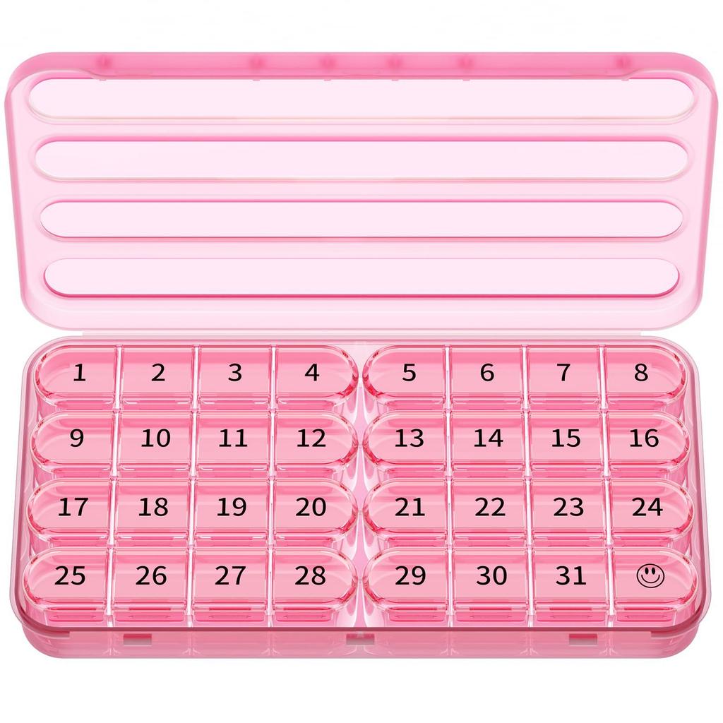 1pc 31 Day Monthly Pill Organizer, 1 Daily Compartment, Large Capacity Medicine Box, Mixed Colors for Easy Tracking, Durable