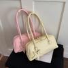 Fashion Solid Color Aesthetic Design Women PU Leather Shoulder Bag Cute Star Pendant Elegant Bowling Bag Tote Handbag Purse