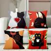 Cute Cat Pattern Throw Pillows For Home Decor Polyester Pillowcase, Sofa Decorative Cushion Cov Headboard Pillow