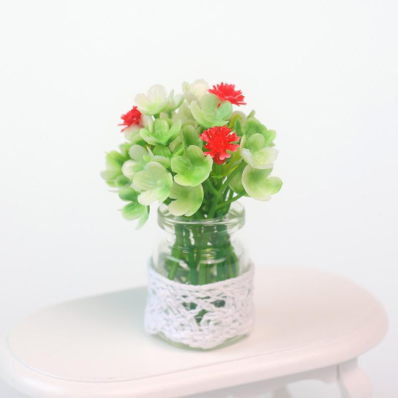 

1/12 кукольный цветочный горшок мини-ваза для цветов украшение кукольный домик гостиная украшение кукольный домик микросцена фото реквизит красный