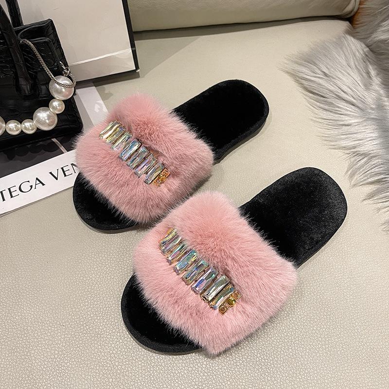 Fashion Winter 2025 New Women's Slippers Anti Slip Casual Indoor Flat Shoes Women's Warm Shoes Solid Color Fashion Women's Slippers