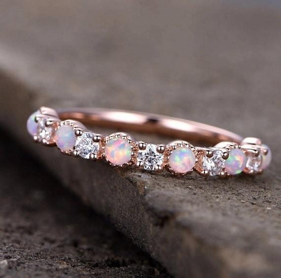 European & American Fashion Rhinestone Crystal Opal Ring Size 10