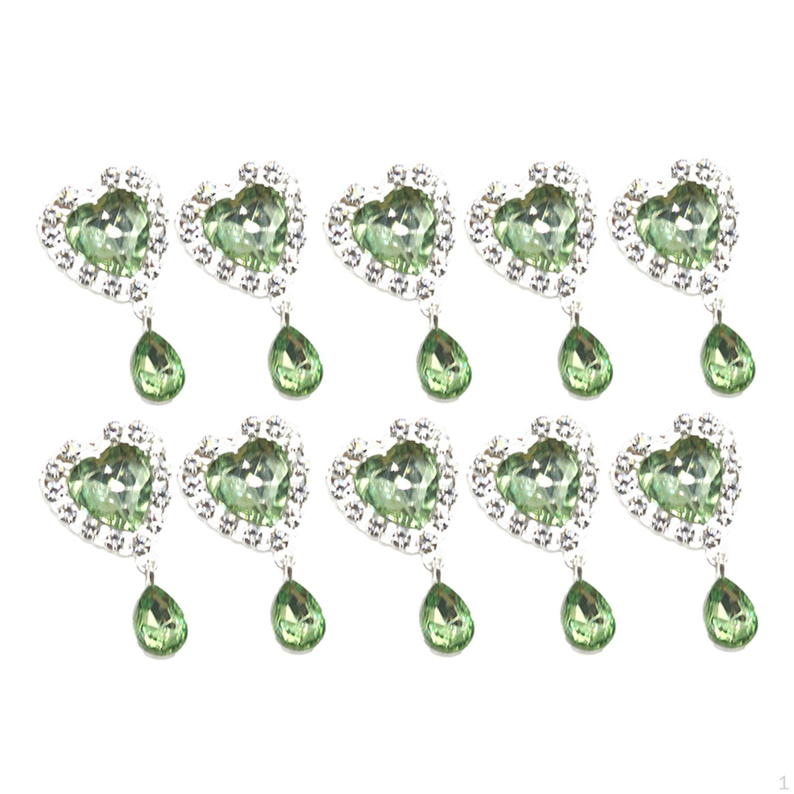 10 Pieces Rhinestone Heat Pendant Buttons Heart Pendants Earrings Necklace DIY Accessories Luxurious