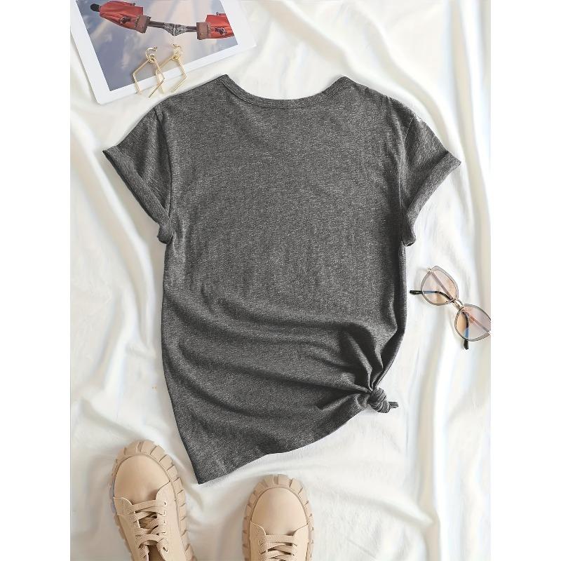 Graphic Print T-shirt, Short Sleeve Crew Neck Casual Top for Summer & Spring, Women's Clothing