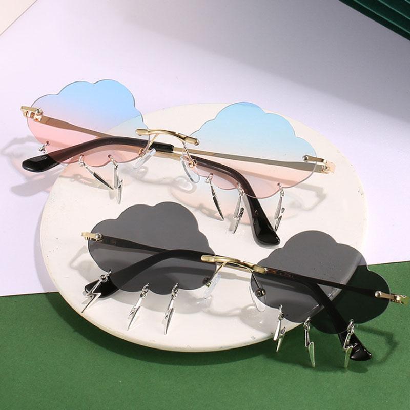Vintage Clouds Tassel Ladies Sunglasses Steampunk Rimless UV400 Women's Fashion Shades