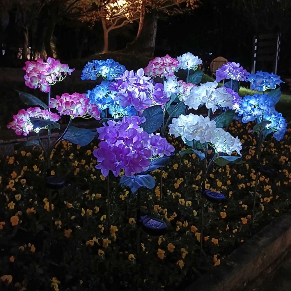 3 Head Lawn Light Hydrangea Landscape Lamp House Decoration LED Solar Lamp  Holiday