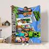 1Pc Minecraft Happy Birthday Party Flannel Blanket, Soft And Comfortable, Casual Warm, Camping Travel, Christmas, Halloween Xmas Gift S1948