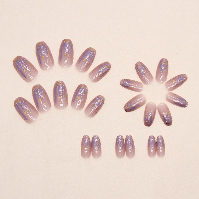24Pcs Glitter Crush Press-On Nails – Short Square Shape With Mirror Powder Accents Dazzling Fragmented Design