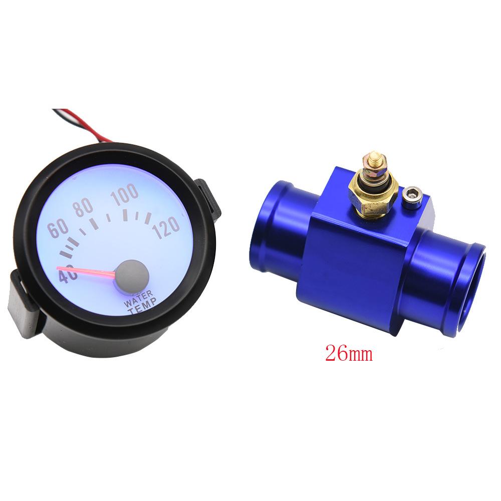 52-миллиметровый гоночный датчик температуры воды 40~120 градусов Цельсия с датчиком, тройник для датчика температуры воды 1/8 NPT, радиатор 26 мм-40 мм blue 26mm