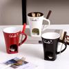 130ml Xícara para Fondue de Chocolate Xícara Europeia com Vela Caneca de Cerâmica Aquecimento de Comida Queijo Criativa Caneca de Café com Garfo Festa de Natal