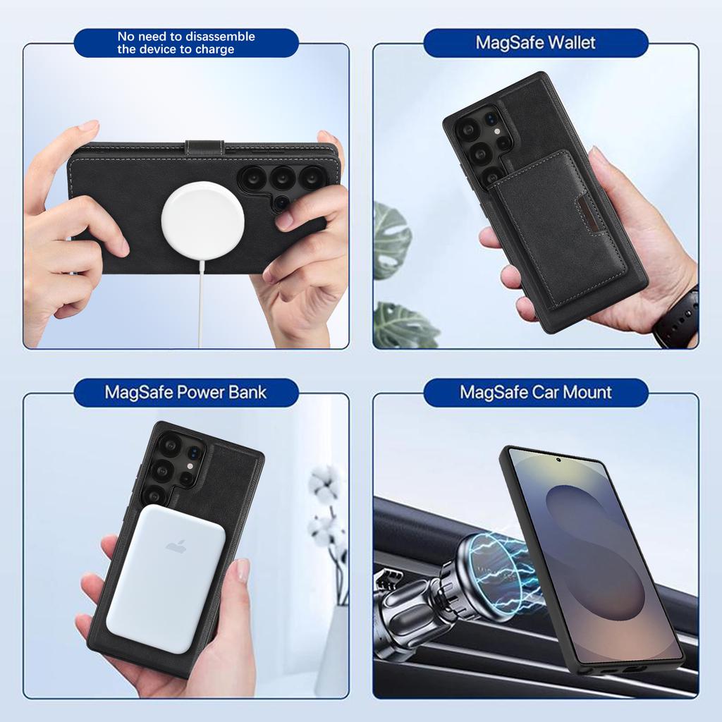 3-in-1 Leather Wallet Detachable Magnetic Flip Phone Case For Samsung Galaxy S25 S24 S23 S22 Ultra S25 S24 Plus Card Slots Cover