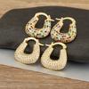 Nidin High Quality U Shape Copper Inlaid White/Colorful Zircon Hoop Earrings For Women Female Wedding Party Ear Jewelry Gifts