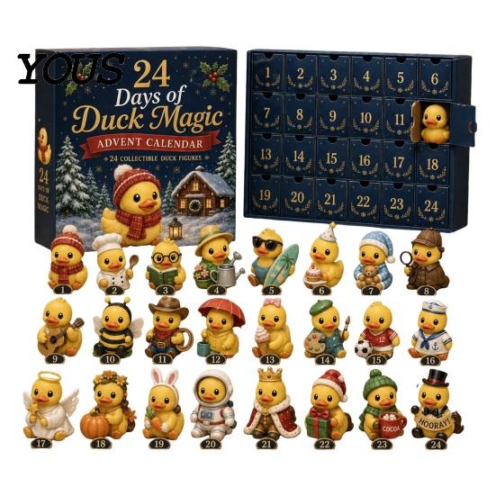 Christmas Countdown Calendar for Kids Magic Animal Advent Calendar, 24-Day Highland Cow/Cat/Sheep/Red Bird Acrylic Ornament Set, Gift Cow