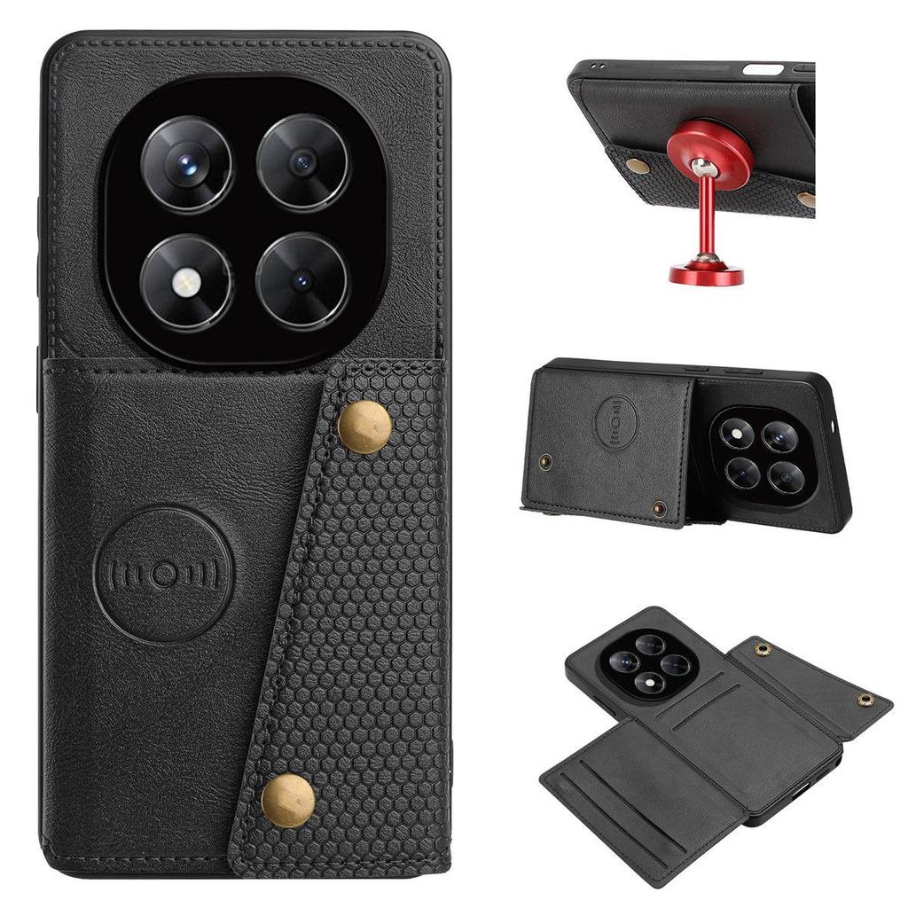 PU Leather Wallet Phone Case for Xiaomi Redmi Note 14 Pro+,14 Pro,POCO X7 5G Card Slots Dual Metal Button Shockproof Full‑Body Cover