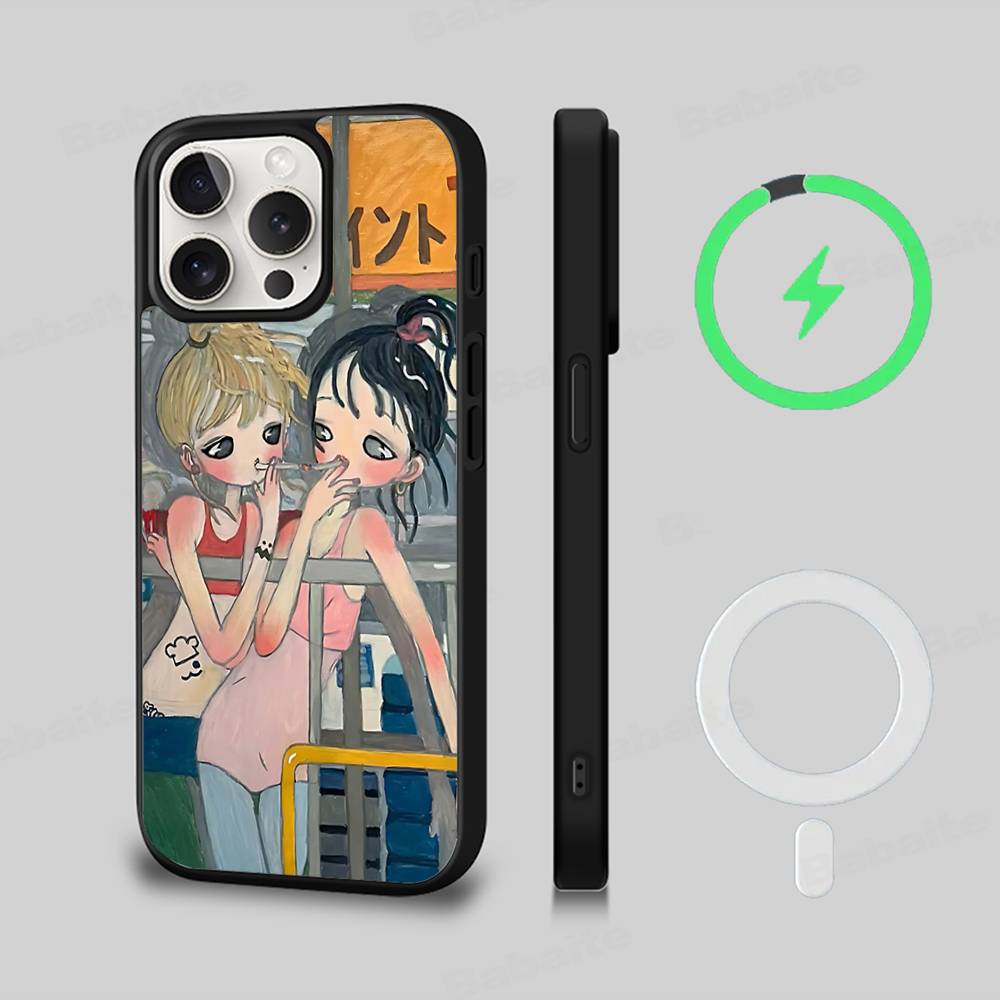 Aya Takano Paintings For Magsafe Magnetic Phone Case For IPhone 17 16 15 14 13 12 11 Plus Pro Max PC+TPU Cover