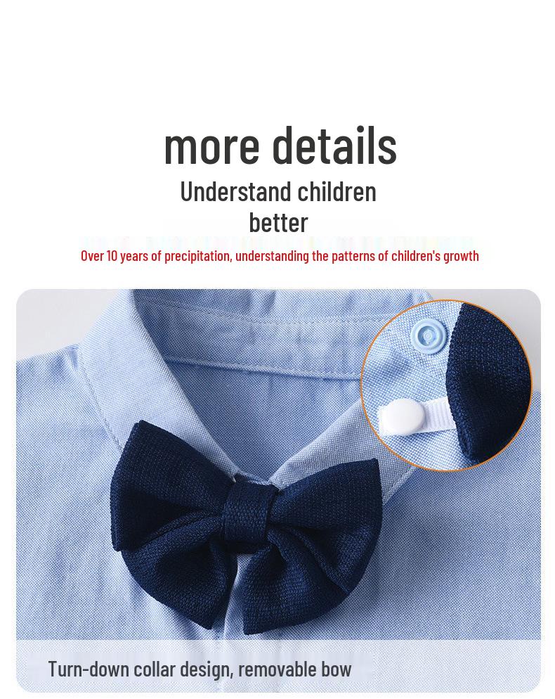 Completo estivo per bambini in stile britannico: Camicia a maniche corte, Pantaloncini, Gilet per ragazzi.