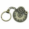 Ornate Gear Keychain Antique Style Punk Pendant Key Holder 30mm Ring