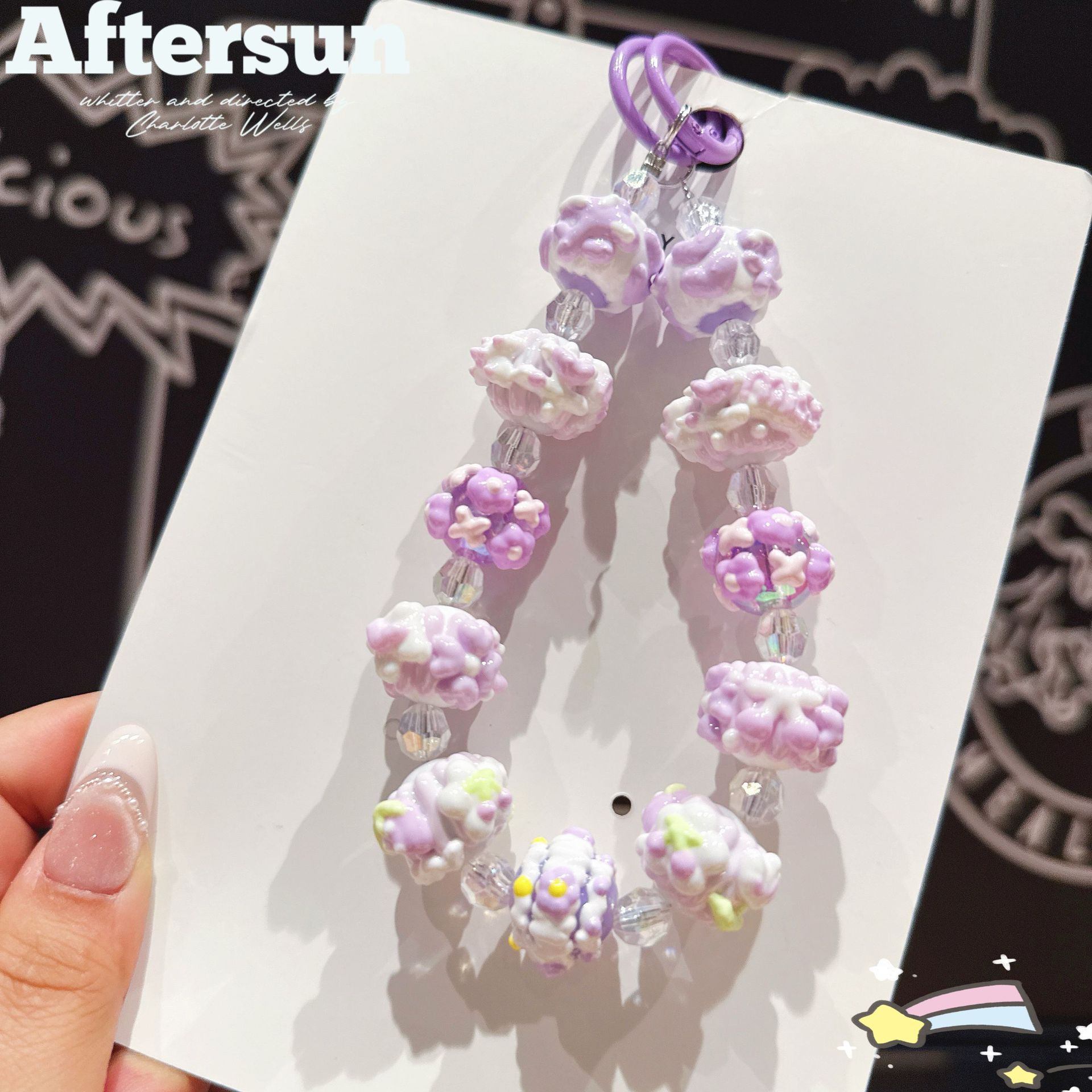 Creative Hand-painted Bead Mobile Phone Chain Key Chain Cute Doll Beaded Phone Lanyard Wrist Strap Bag Pendant Car Key Chain 15cm