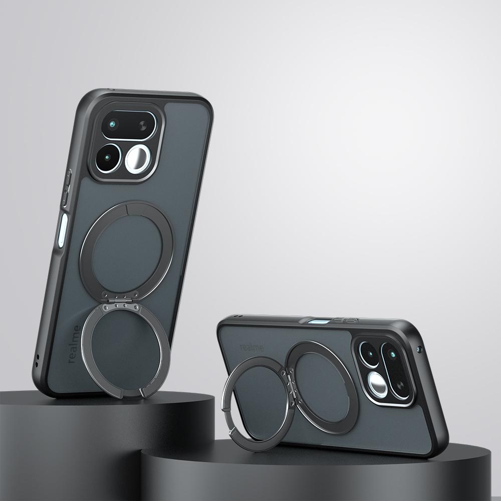 Für Realme 16 Pro+/16 Pro/16T Hülle Business Wärmeableitung Halbtransparent Magnetischer Ständer Klebe-Standby Bumper Abdeckung Funda