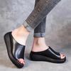 Fashion Spring Autumn Outdoor Lady's Slippers Summer Leather Shoes Platform Slippers Lady's Black