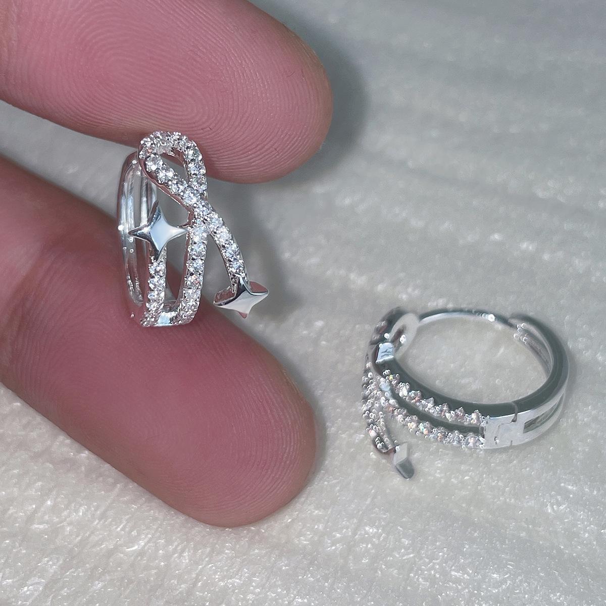 

925 silver needle niche cross design earrings women s light luxury exquisite ins star zircon earrings new earrings 925 silver needle