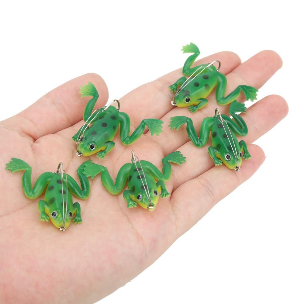 

6PCS Soft Frog Lure 4cm/3g Frog Fishing Lures Durable Swimming Bait Fishing Accessory зелений