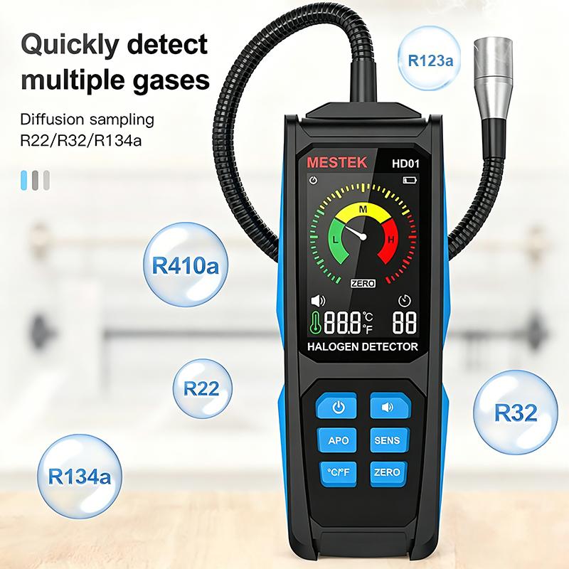 Analizor de Gaz Halogen Freon R22 R32 R134a Agent frigorific Detector de scurgeri aer condiționat R404a R410a R123a 0-1000PPM HVAC HFC/HCFC