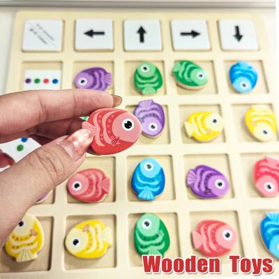 Non-Toxic Wooden Montessori Toys Children'S Logical Thinking Training Direction Color Cognition Educational Battle Battle Board Game Toys