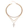 European and American new jewelry light luxury style diamond-encrusted diamond necklace women's alloy cross stacked multi-layer necklace