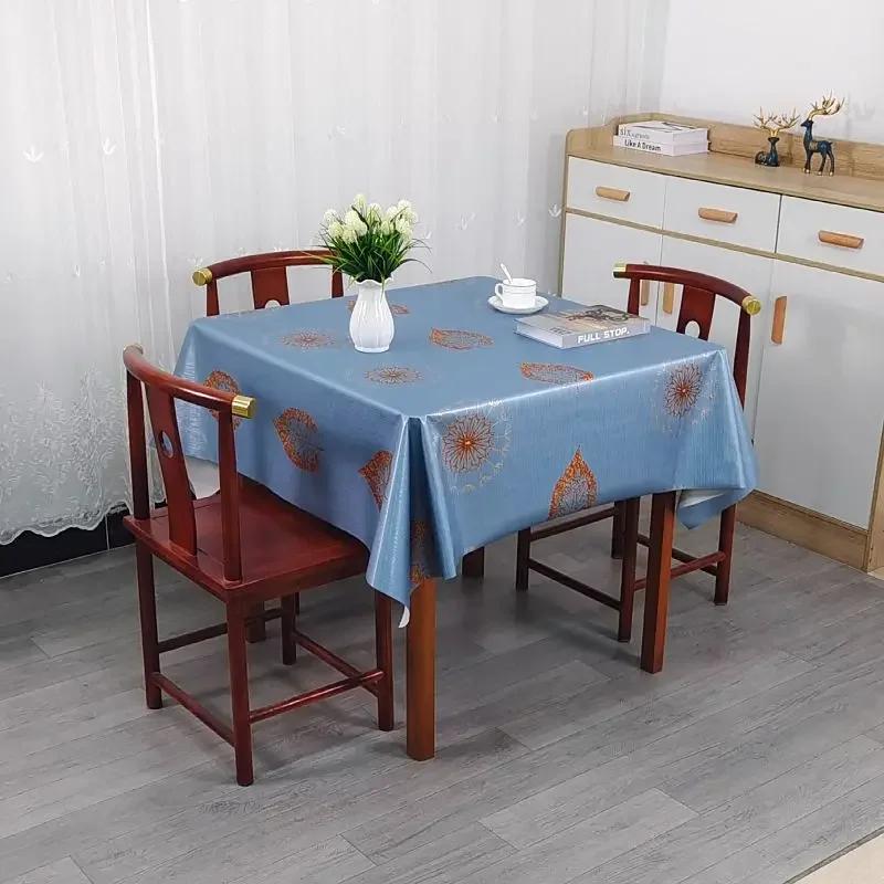 Square PVC Thickened Tablecloth Oil Proof Waterproof Scald Proof Wash Free Table Cloth Household Dining Table Coffee Table Cover