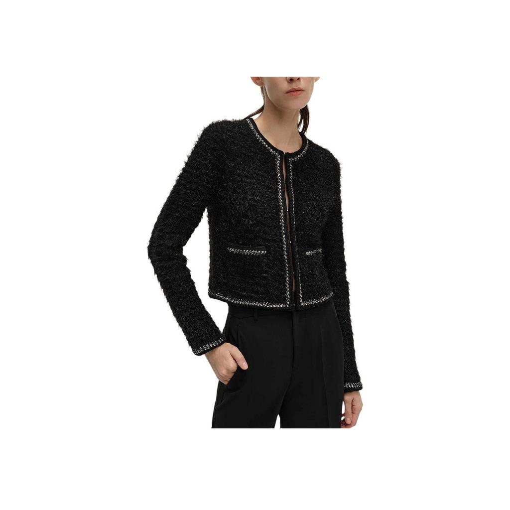 Karl Lagerfeld French Elegant Daily Commuting Dating Outfit Light Luxury Solid Color Low Round Neck Long Sleeve Coat Sweater Women Outerwear 241L2042
