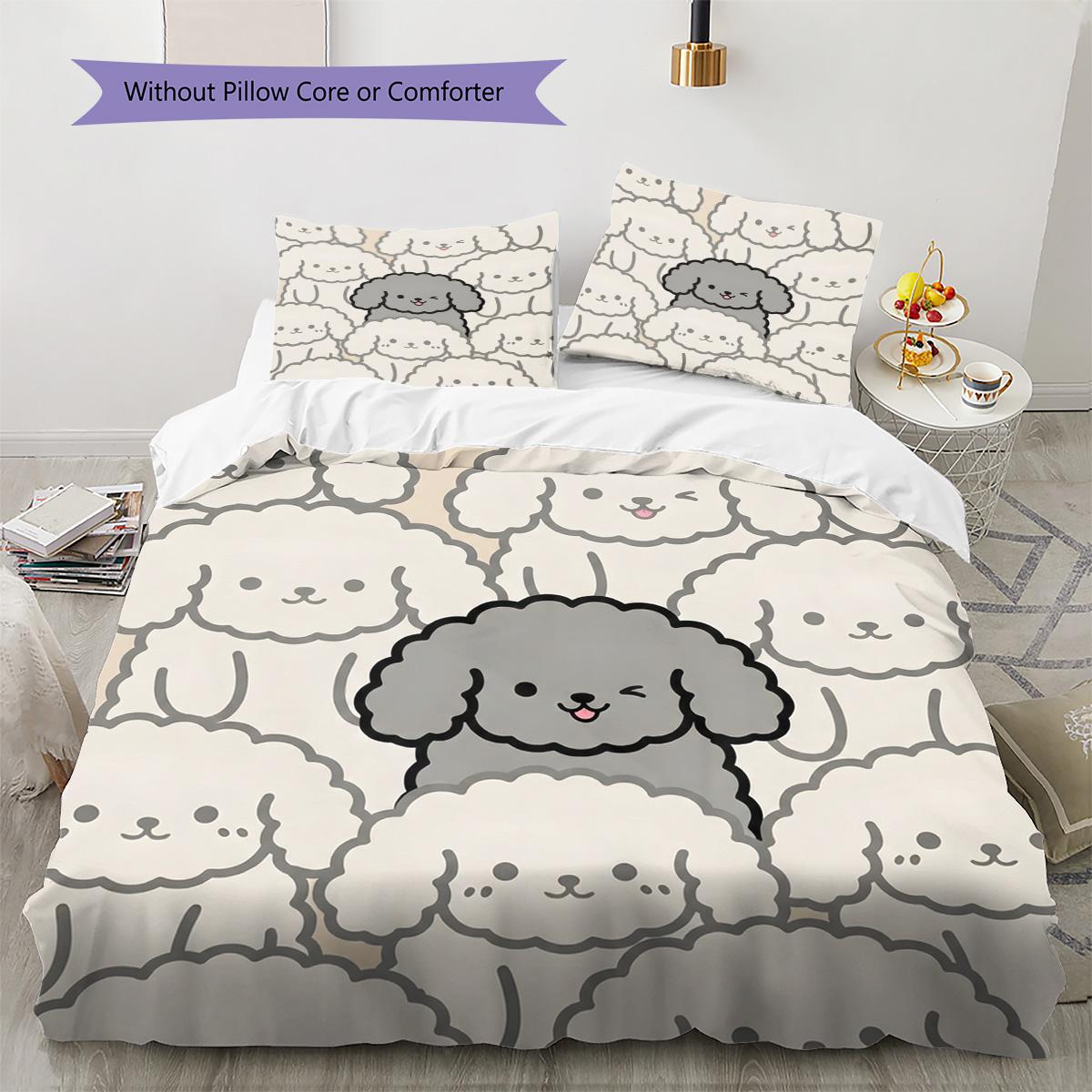 

Poodle dog Pattern Bedding Quilt Set Quilt Cover Pillowcase Home Decoration Birthday Gift (1 * duvet cover + 2 * pillowcase, without core) 135x200cm