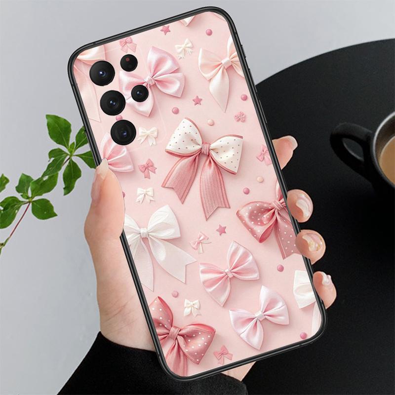 Pink Bow Aesthetic Coequtte Funda Phone Case For Samsung Galaxy S26 S25 S24 S23 S22 Ultra S23 S22 S25 Plus S24 FE S26Edge