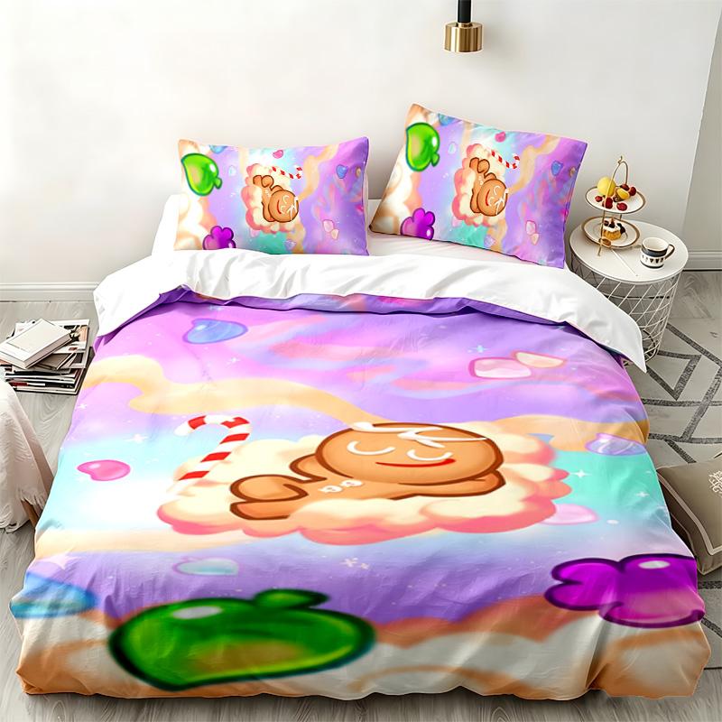 Cookie Run Kingdom 3pc Set Perfect for Bedroom Use Comfortable Bedding Set Includes a Duvet Cover and Two Pillowcases Ideal Birthday or Christmas Gift